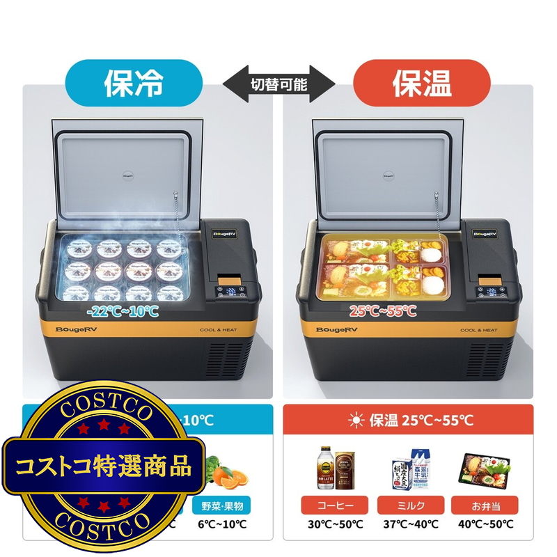 (コストコ) BougeRV ポータブル冷温庫 保温/保冷両用 25L - 画像 (3)