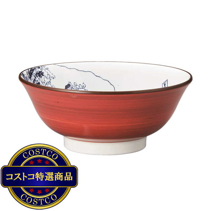 (コストコ) 三郷陶器 北斎富士 赤巻き 21cm 高台丼 美濃焼