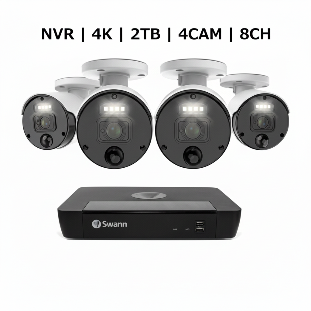 (コストコ) Swann(スワン)8CH 4K NVRシステム 2TB 4K バレット カメラ 4台セット