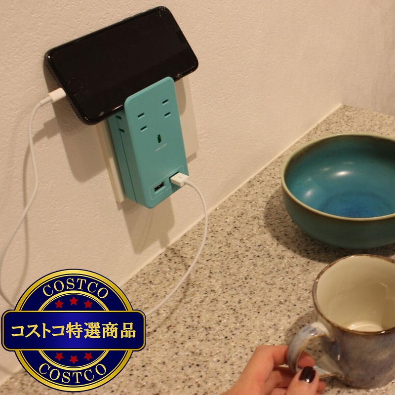 (コストコ) Fargo(ファーゴ)SATI COLOR(サティカラー) AC4個口 4.2A USB 全14色 CT221 ライトブルー - 画像 (3)
