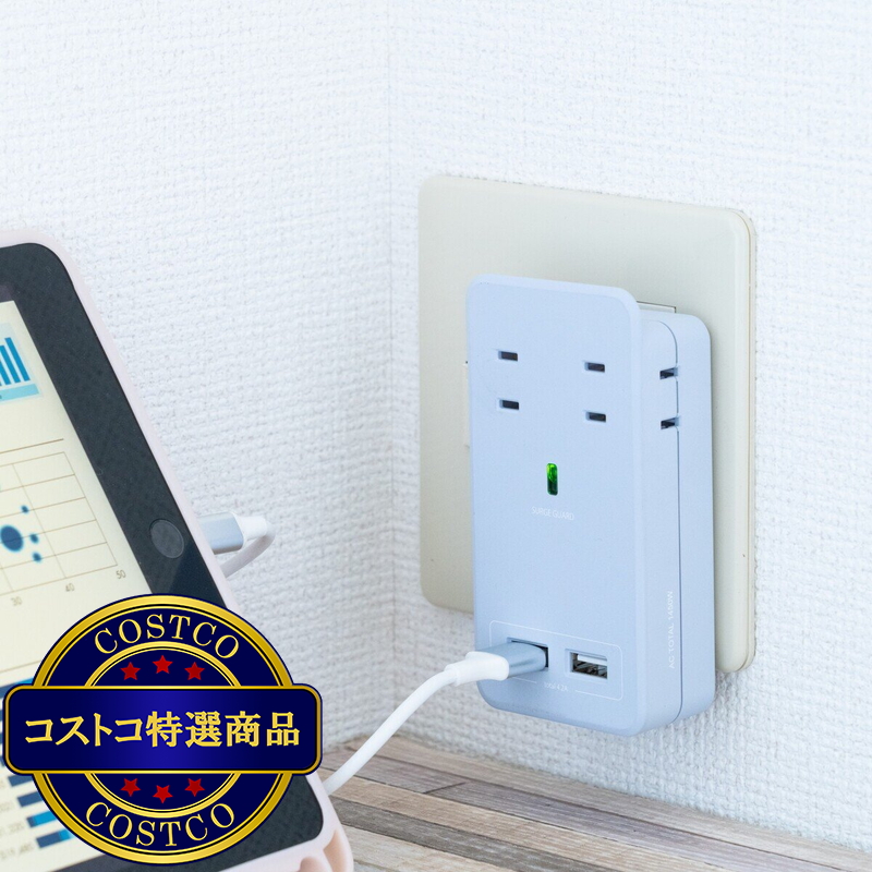 (コストコ) Fargo(ファーゴ)SATI COLOR(サティカラー) AC4個口 4.2A USB 全14色 CT221 スモーキーブルー - 画像 (4)