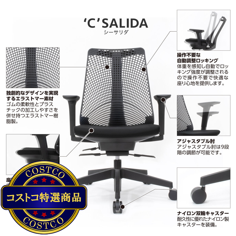 (コストコ) イトーキ C-サリダ チェア ホワイト - 画像 (3)