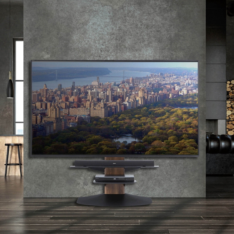 (コストコ) 朝日木材加工 壁寄せテレビスタンド WS-BL840-DB ロータイプ ダークブラウン木目&ブラック - 画像 (2)