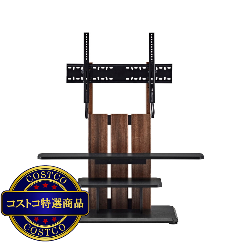 (コストコ) 朝日木材加工 壁寄せテレビスタンド WS-C690-DB ダークブラウン木目&ブラック