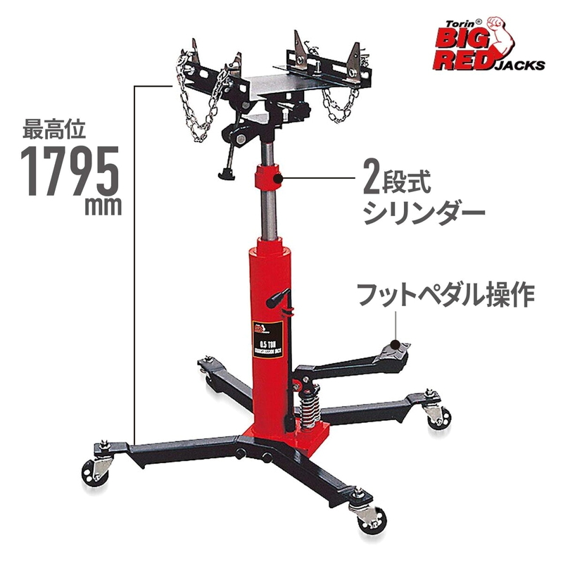 (コストコ) トーリン ビック レッド ジャックス 0.5t 油圧ミッションジャッキ - 画像 (2)
