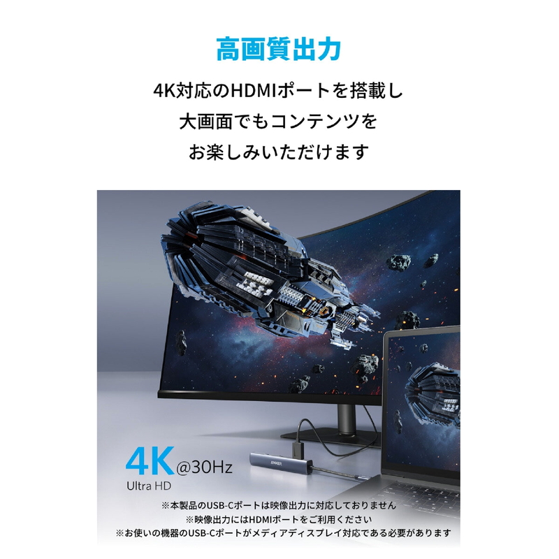 (コストコ) Anker(アンカー)USB-C イーサネットハブ 6ポート 最大出力53W A8365NA1 - 画像 (4)