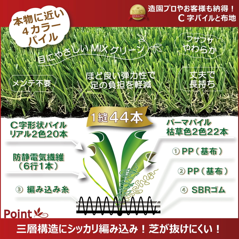 (コストコ) セルデス ナチュラル人工芝 1x10m 芝丈H35mm & 人工芝専用U字固定ピン 50本 セット - 画像 (4)