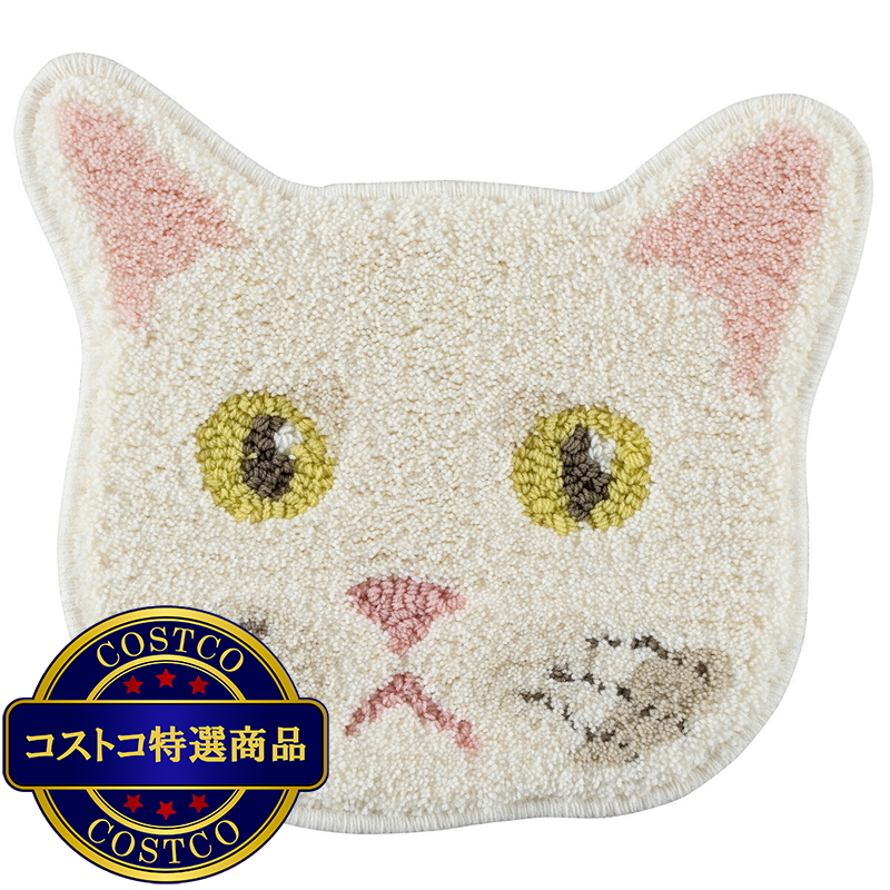 (コストコ) スミノエ チェアパッド ネコカオ シロ