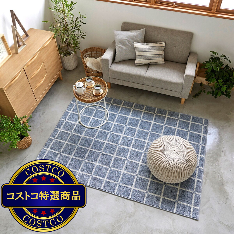 (コストコ) スミノエ ウォッシャブルラグ オセロ 90 x 130cm ブルー - 画像 (2)
