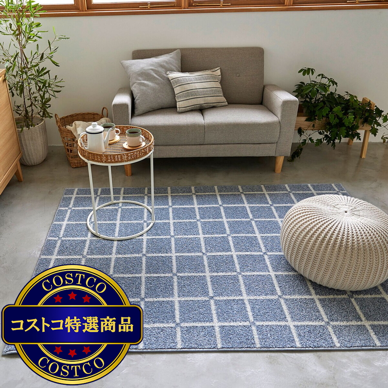 (コストコ) スミノエ ウォッシャブルラグ オセロ 90 x 130cm ブルー - 画像 (4)