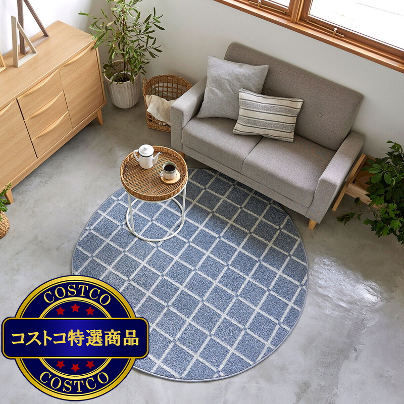(コストコ) スミノエ ウォッシャブルラグ オセロ 150 x 150cm 正円 ブルー - 画像 (2)