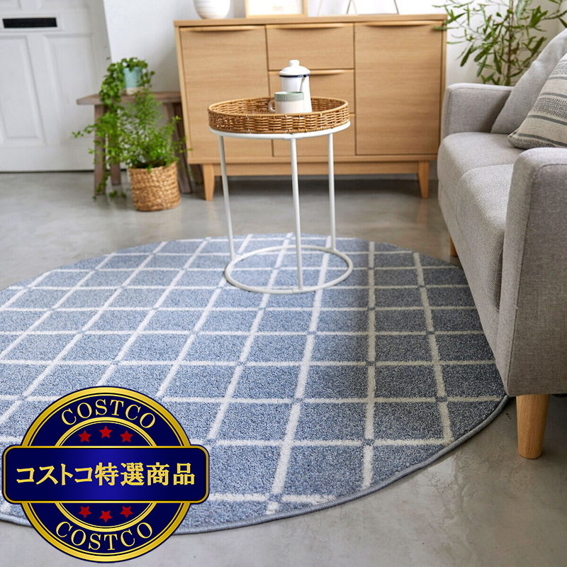 (コストコ) スミノエ ウォッシャブルラグ オセロ 150 x 150cm 正円 ブルー - 画像 (3)