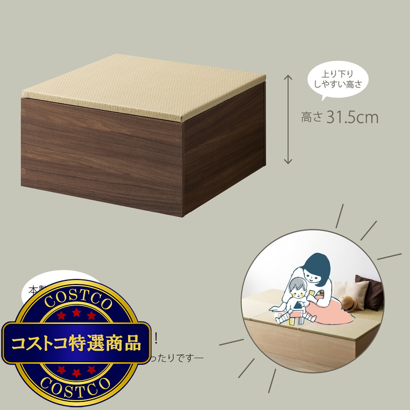 (コストコ) ゼンキューブ 畳ボックス ダークブラウン x グリーン ZCM-3060BX-DB-GR - 画像 (3)