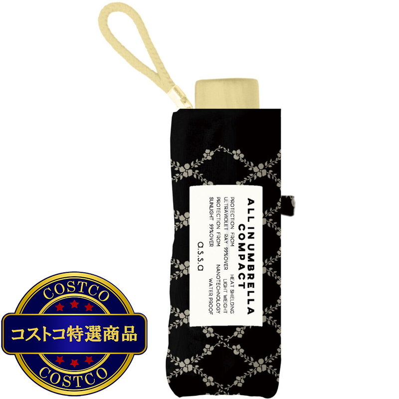 (コストコ) assa 日傘折りたたみ AMM50 ブラック / フラワークロス AMM752 - 画像 (2)