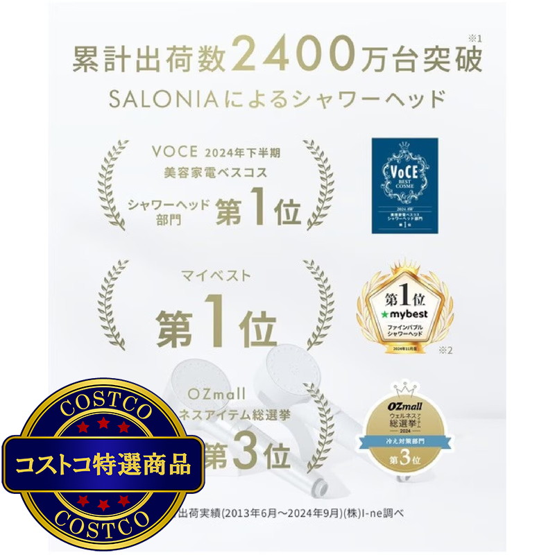 (コストコ) SALONIA シャワーヘッド ファインバブル クリア シルバー セット SAL23303SS - 画像 (3)