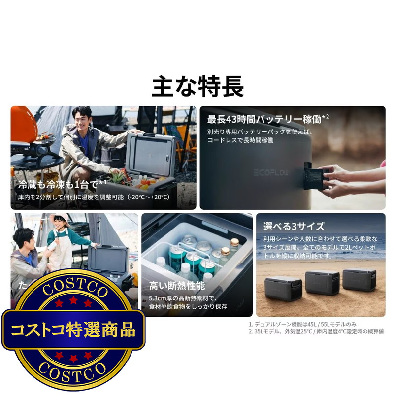 (コストコ) EcoFlow (エコフロー) GLACIER Classic 35L ポータブル冷蔵庫 - 画像 (2)
