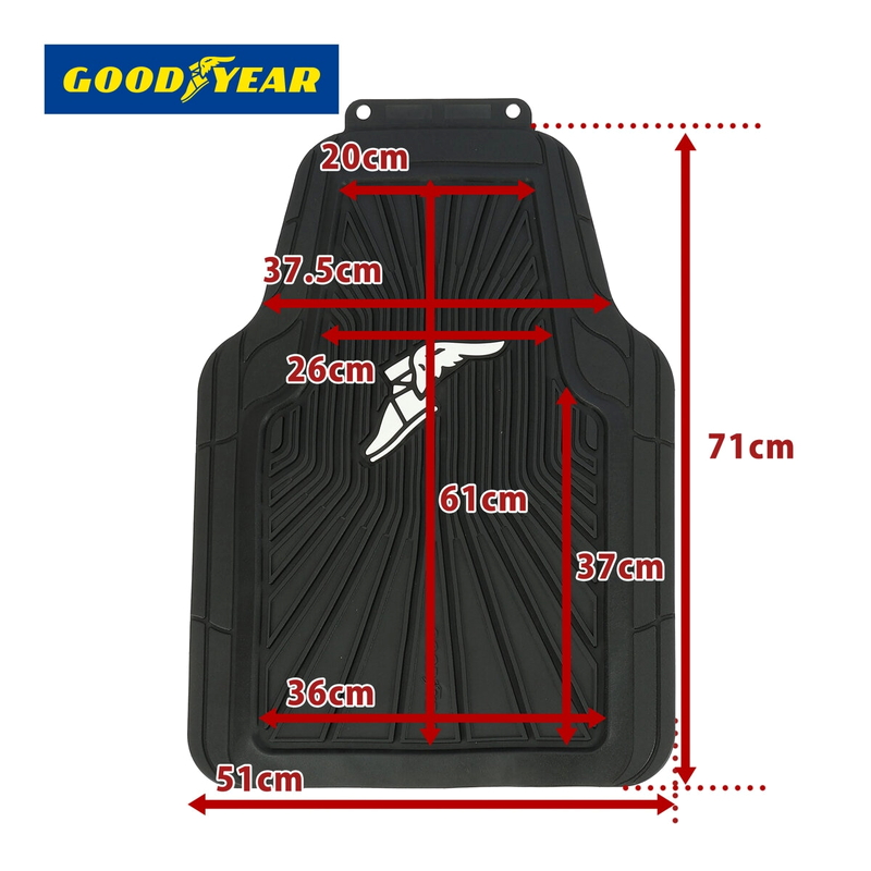 (コストコ) グッドイヤー 汎用 オールウェザー ラバーフロアマット GOODYEARロゴ入り 3枚セット - 画像 (4)