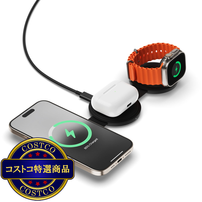 (コストコ) Satechi OntheGo 3-in -1 ワイヤレスチャージャー - 画像 (2)