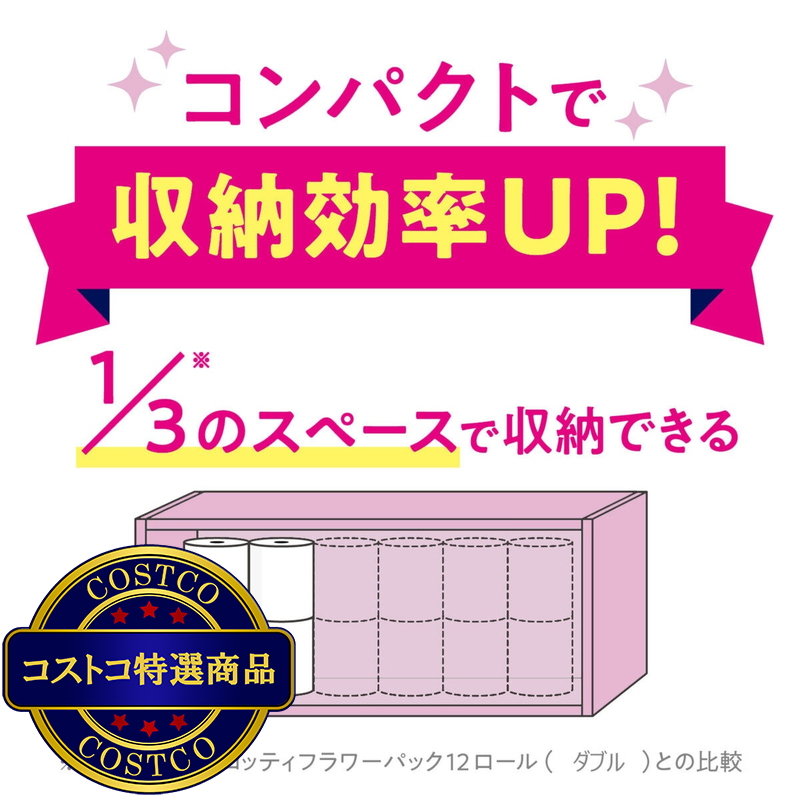 (コストコ) スコッティ トイレットティシュー フラワーパック 3倍長持ち 18ロール - 画像 (3)