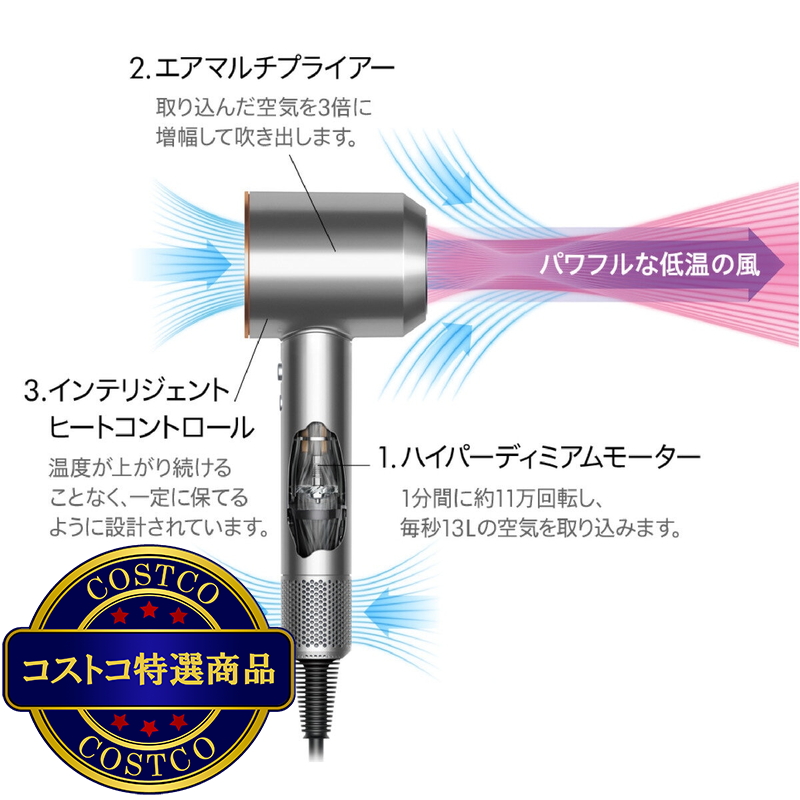 (コストコ) ダイソン Supersonic ヘアドライヤー HD08BNBC - 画像 (4)