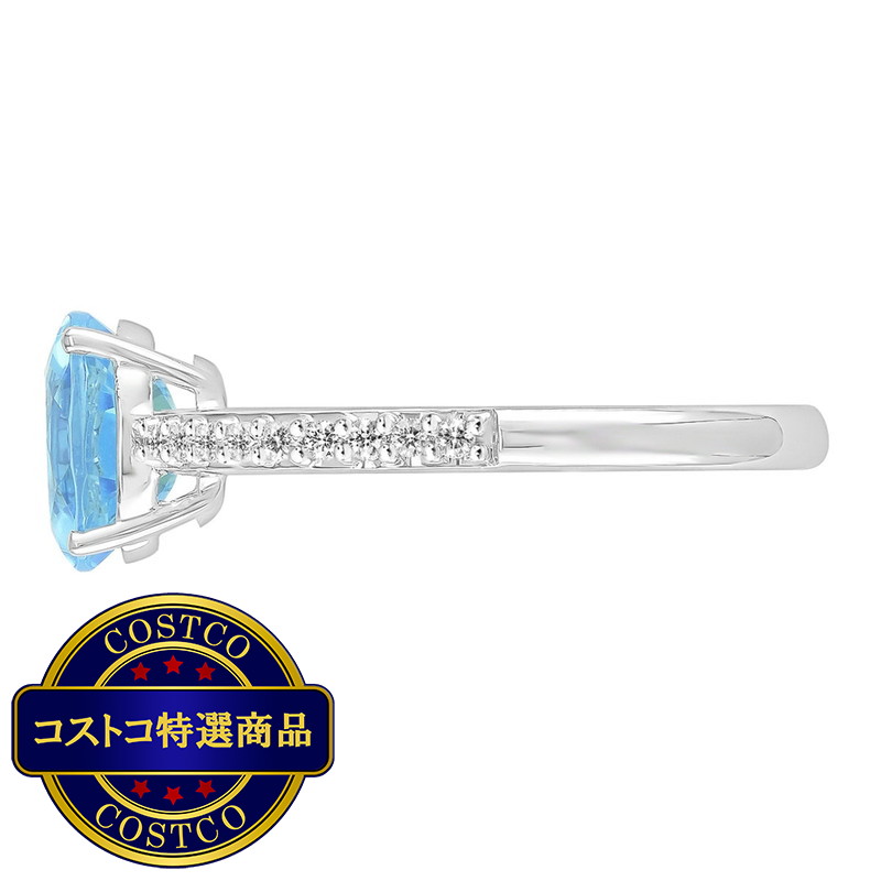 (コストコ) 18Kホワイトゴールド オーバルカットブルートパーズ & 0.12カラットダイヤモンド リング - 画像 (3)