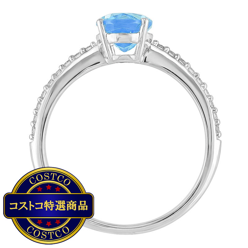 (コストコ) 18Kホワイトゴールド オーバルカットブルートパーズ & 0.12カラットダイヤモンド リング - 画像 (4)