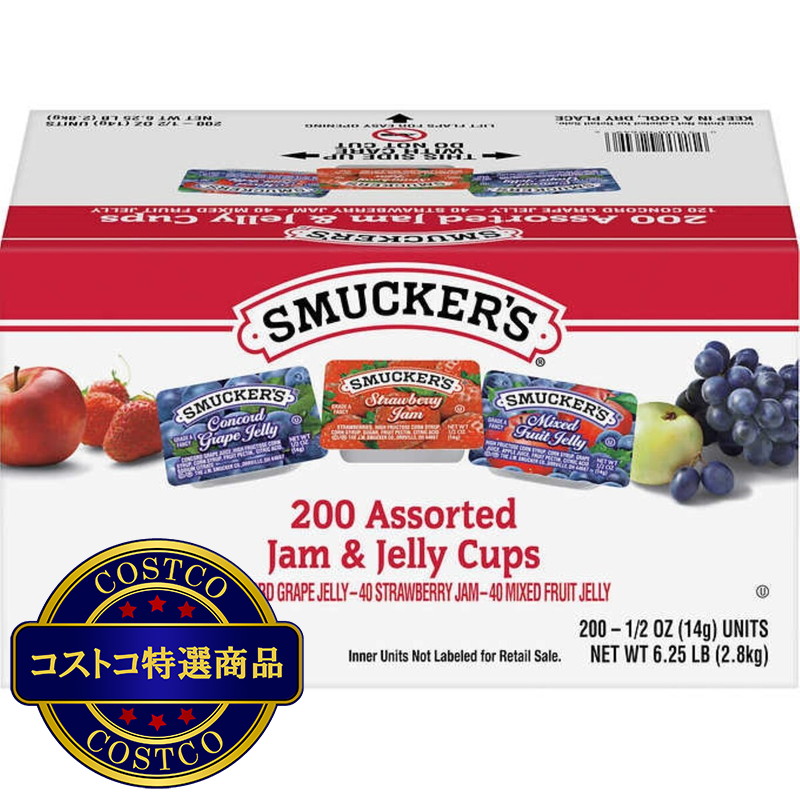 (コストコ) スマッカーズ ジャム＆ジェリー ポーションカップアソート 200個