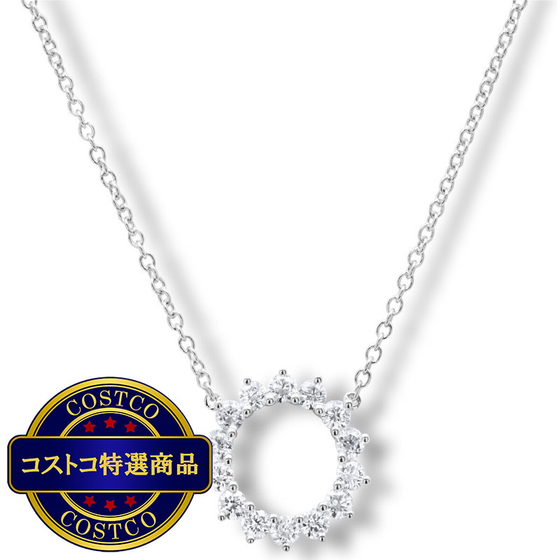 (コストコ) 18K ホワイトゴールド 0.5カラット ダイヤモンド サークルペンダント