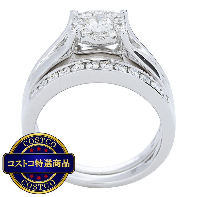 (コストコ) 18K ホワイトゴールド 0.75カラット ウェディング リング セット - 画像 (2)