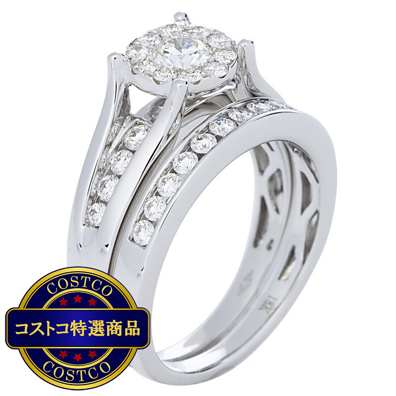 (コストコ) 18K ホワイトゴールド 0.75カラット ウェディング リング セット - 画像 (3)