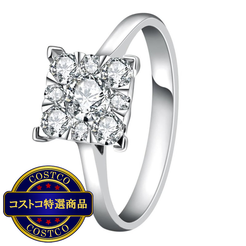 (コストコ) 18Kホワイトゴールド 0.7カラット ダイヤモンド スクエアリング - 画像 (3)