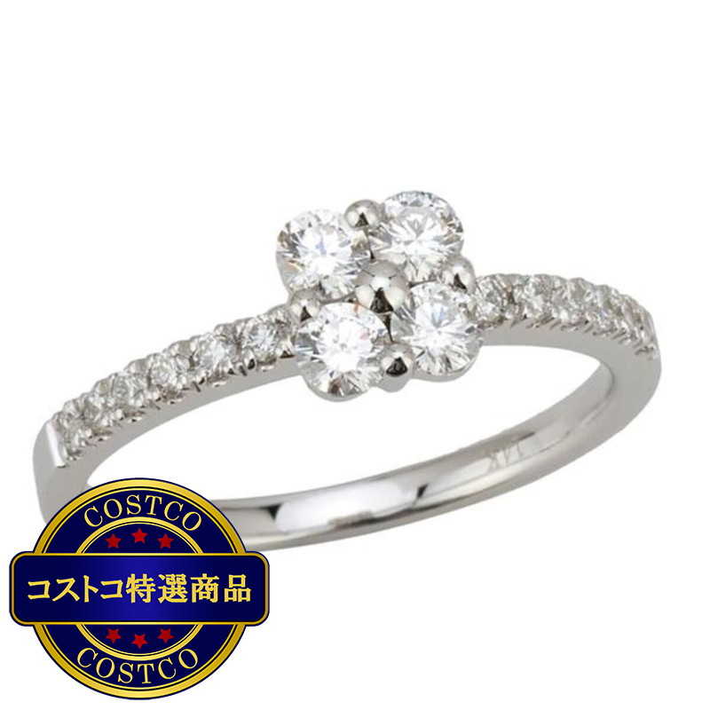 (コストコ) 18K ホワイトゴールド 0.60カラット ダイヤモンド フラワー リング