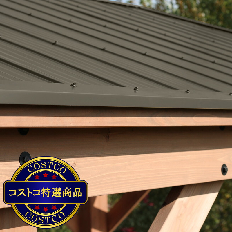 (コストコ) Yardistry 12x16 フィート (3.6 x 4.9m) ウッドガゼボ アルミ製屋根 - 画像 (4)