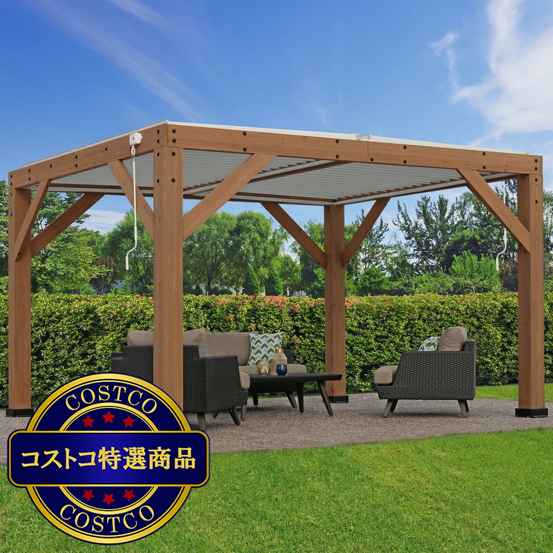 (コストコ) Yardistry 11x13 フィート (3.3 x 4.0m) ルーバールーフ ガゼボ - 画像 (2)
