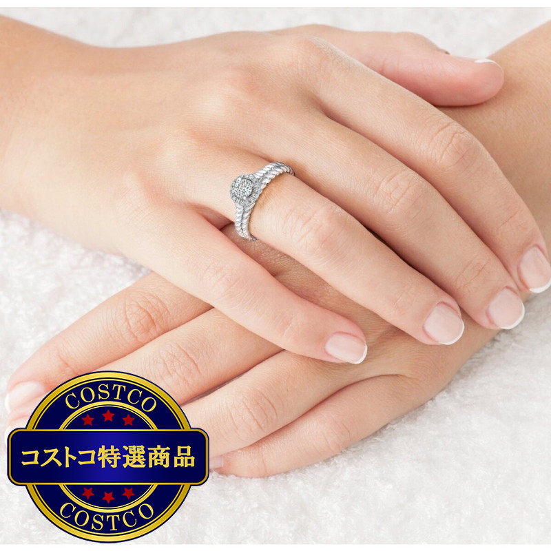 (コストコ) 18K ホワイトゴールド 0.36カラット ラウンドカットダイヤモンド リングセット - 画像 (3)