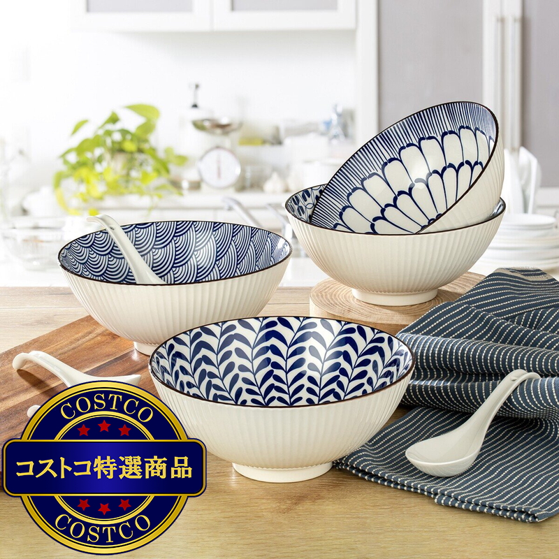 (コストコ) シグニチャーハウスウェア ラーメンボウル レンゲ付き 4個 - 画像 (2)