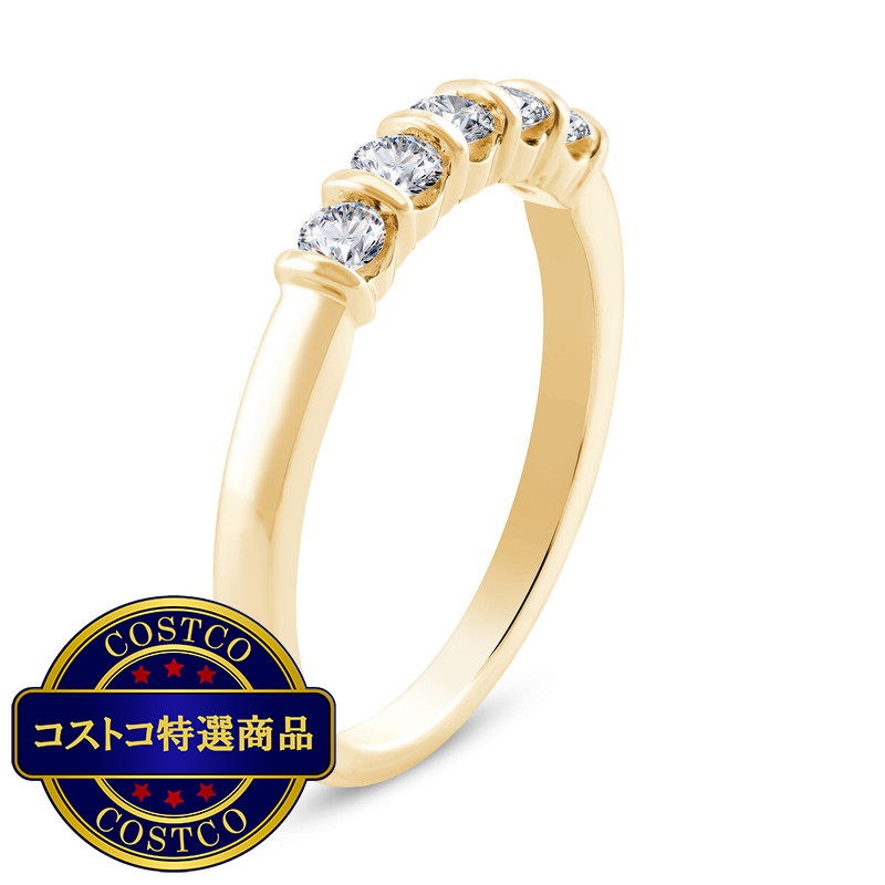 (コストコ) 18K イエローゴールド 5粒ダイヤモンド リング - 画像 (2)
