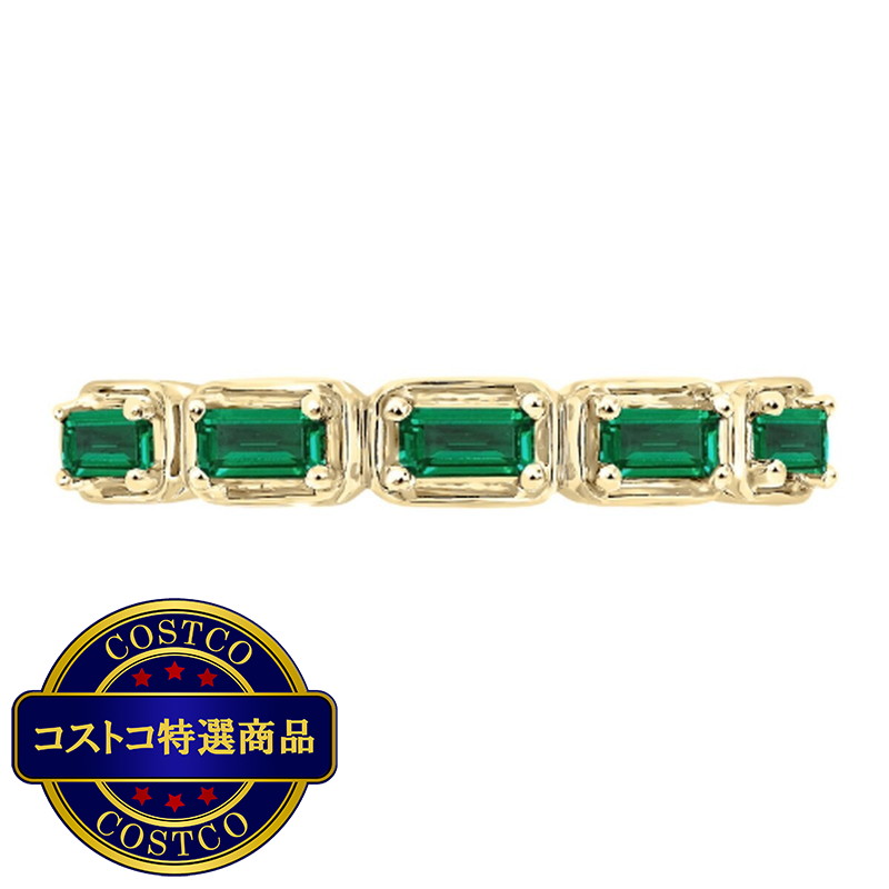 (コストコ) 18K イエローゴールド 5ピース 合成エメラルド リング - 画像 (2)