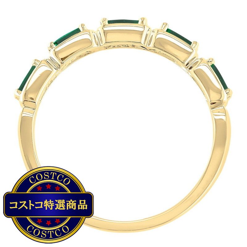 (コストコ) 18K イエローゴールド 5ピース 合成エメラルド リング - 画像 (3)