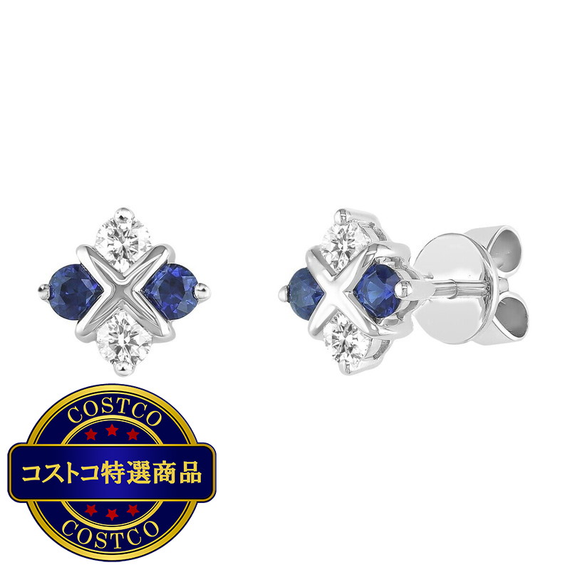 (コストコ) 18K ホワイトゴールド 0.25カラット ダイヤモンド&サファイアピアス - 画像 (2)