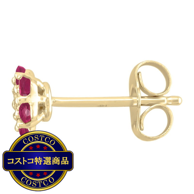 (コストコ) 18Kイエローゴールド 0.05カラット ダイヤモンド&ルビー ピアス - 画像 (3)