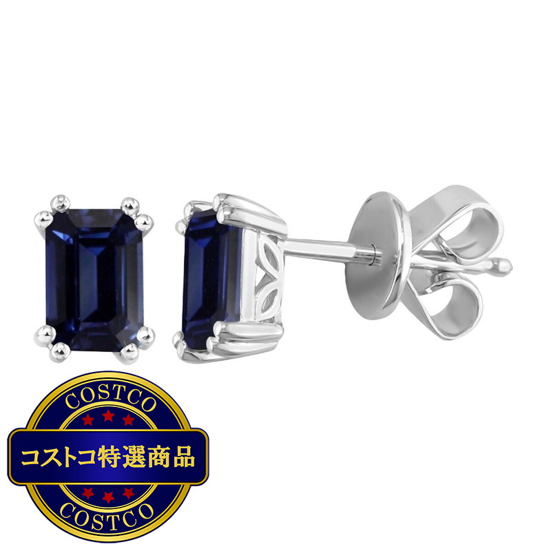 (コストコ) 18K ホワイトゴールド サファイア ピアス
