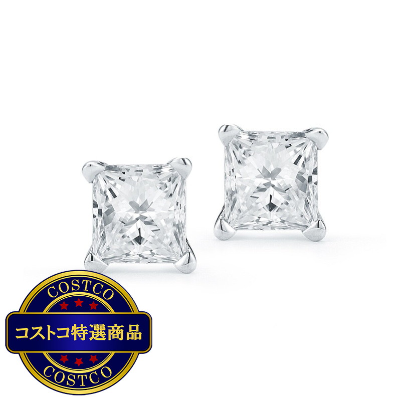 (コストコ) 18Kホワイトゴールド 0.23カラット プリンセスカット ダイヤモンド ピアス - 画像 (2)