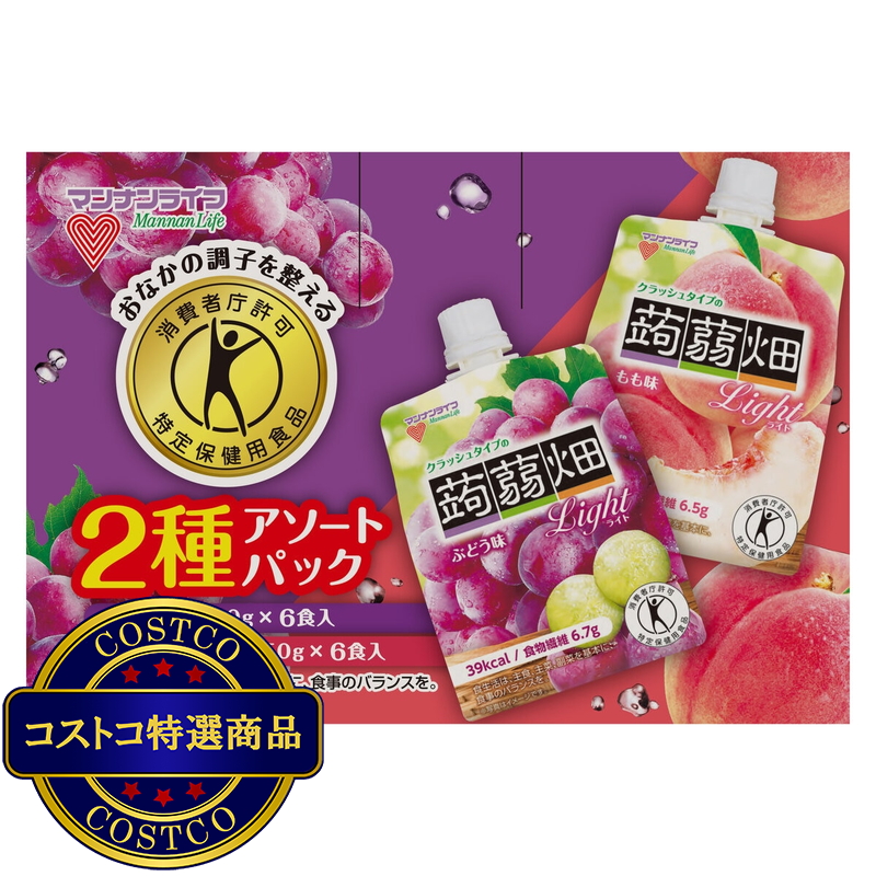 (コストコ) クラッシュタイプの蒟蒻畑ライト パウチアソート 12個入り