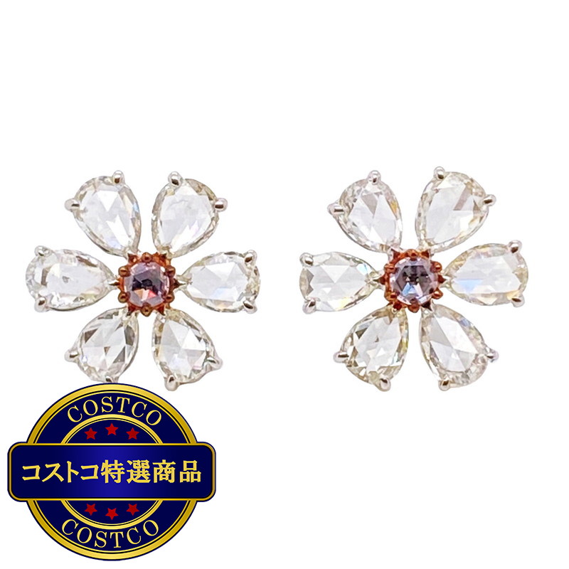 (コストコ) プラチナ ローズカットダイヤモンド 1.66カラット ピアス