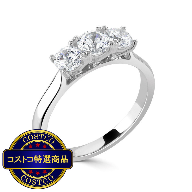 (コストコ) 18Kホワイトゴールド 0.57カラット ラウンドカット3ピースダイヤモンド リング - 画像 (2)