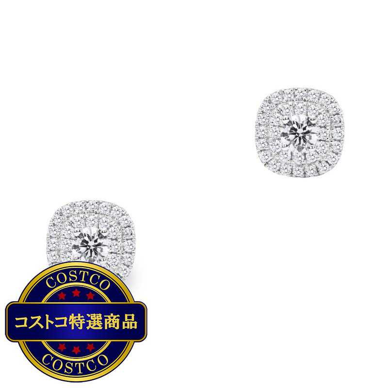 (コストコ) 18Kホワイトゴールド 1.0カラット タブルヘイロー ピアス