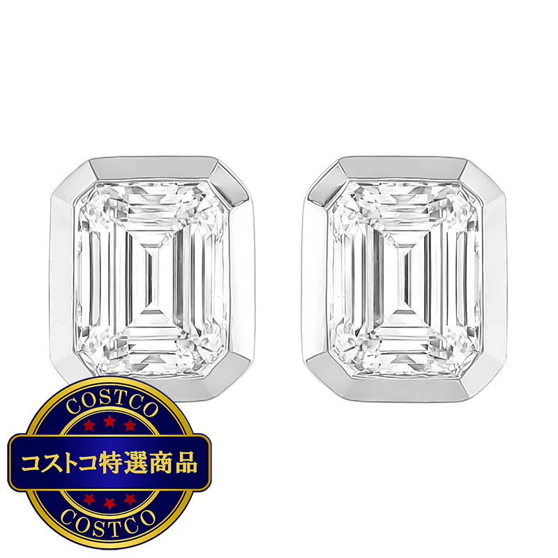 (コストコ) 18Kホワイトゴールド 0.60カラット エメラルドカット ダイヤモンド ピアス - 画像 (2)