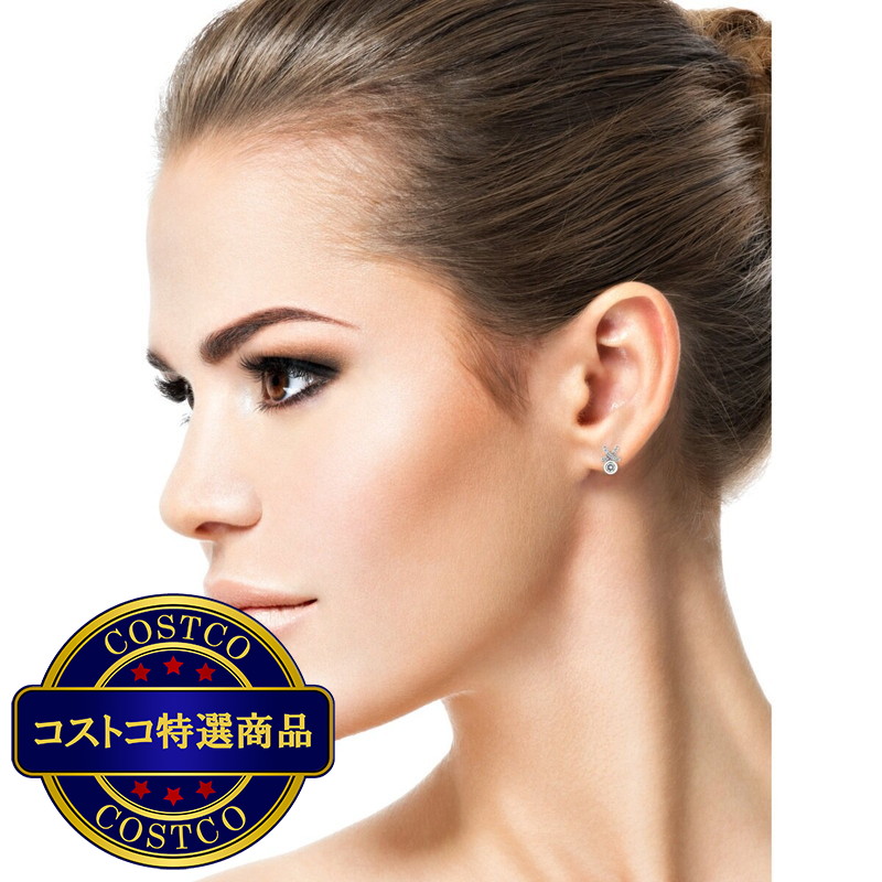 (コストコ) 18Kホワイトゴールド 0.27カラット ダイヤモンド クロスオーバー ピアス - 画像 (3)