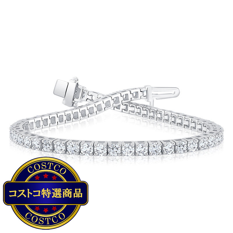 (コストコ) 18K ホワイトゴールド 4.00カラット ダイヤモンド テニスブレスレット 16.5センチ